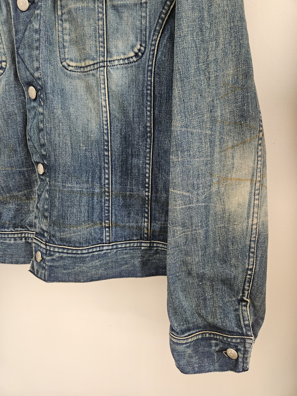 Vintage Diesel Denim Jacket Mens Large Distressed Design Made In Italy Y2K - Picture 4 of 8